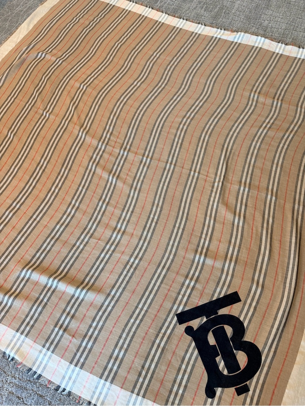 Burberry Beige Stripe Monogram Scarf - Picture 5 of 7